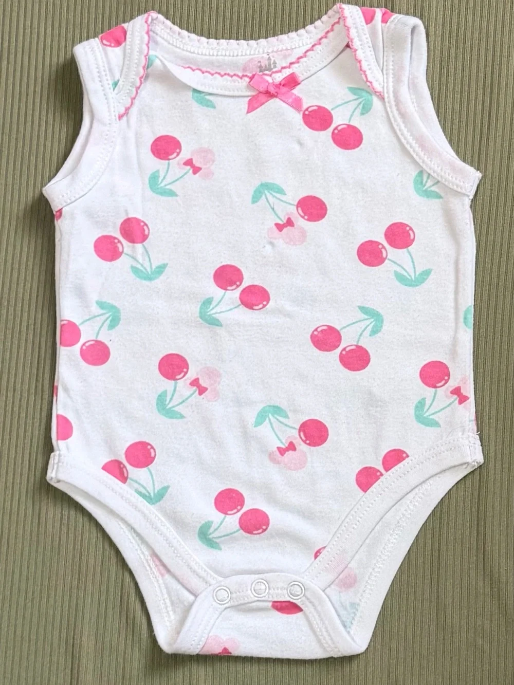 Disney Pink & White Minnie Cherry One-Piece Bodysuit Set
